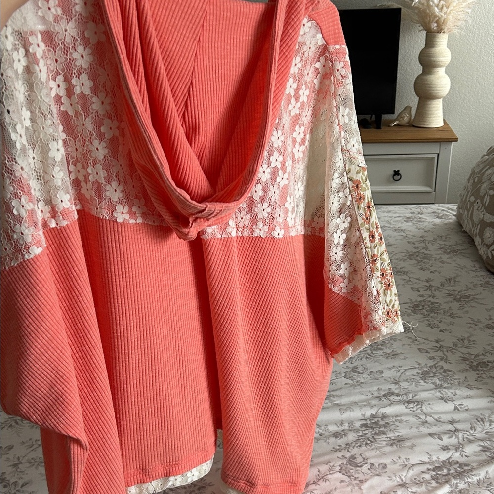 POL Coral Floral Patchwork Hoodie - Picture 3 of 3